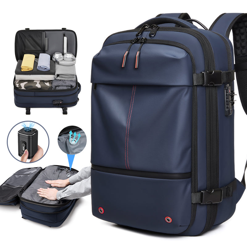 Zaino AeroMax blu con compressione sottovuoto per i vestiti