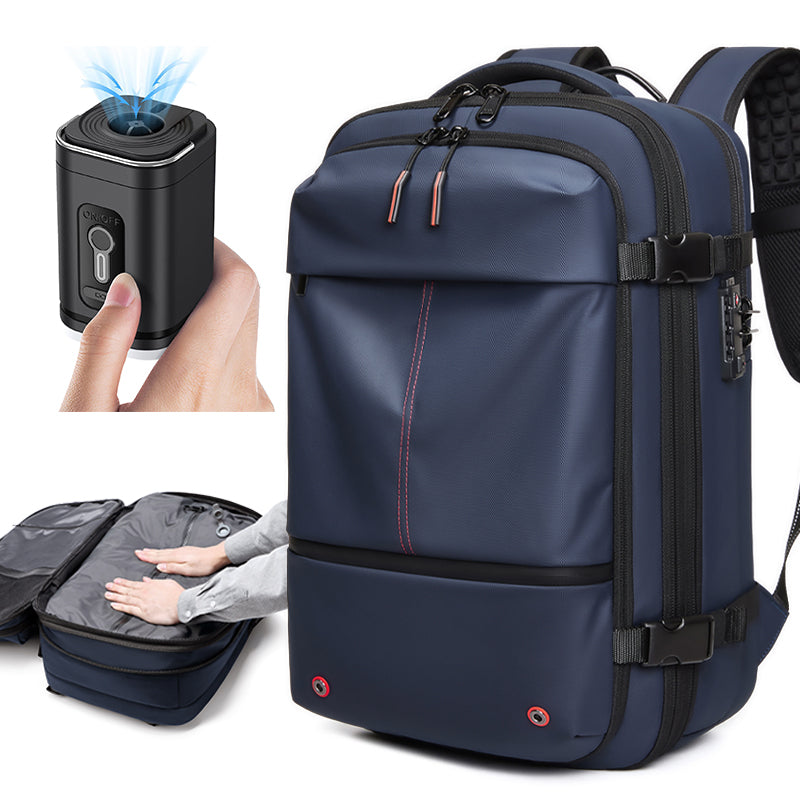 Zaino AeroMax blu con pompa per compressione sottovuoto