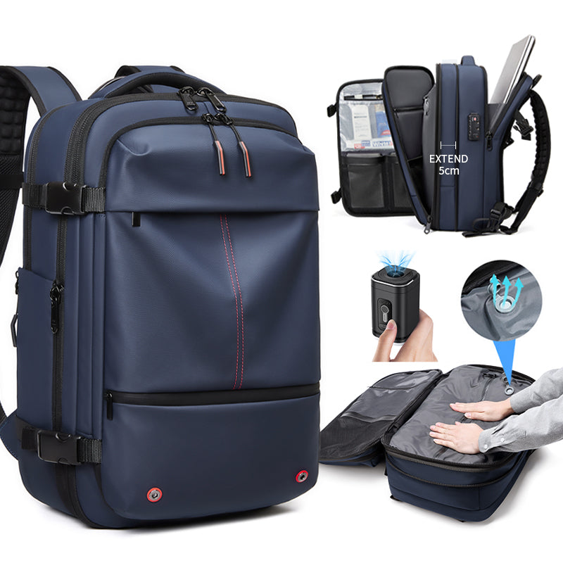 Zaino da viaggio AeroMax blu espandibile con compressione sottovuoto