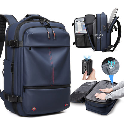 Zaino da viaggio AeroMax blu espandibile con compressione sottovuoto
