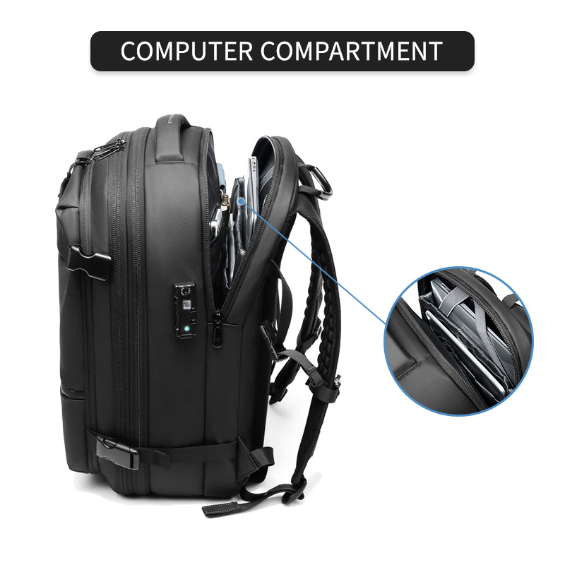 Zaino da viaggio AeroMax nero con scomparto imbottito per laptop