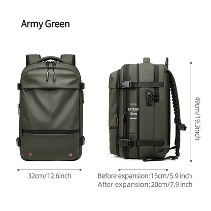 Dimensioni dello zaino da viaggio AeroMax espandibile verde